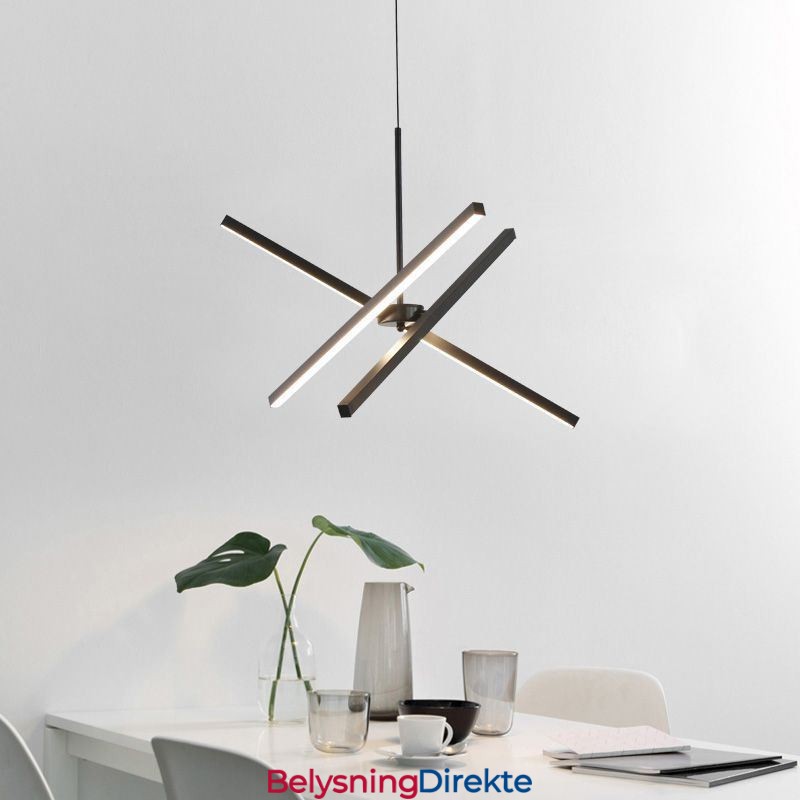 Moderne Pendellampe Dimbar Svart Stripelampe