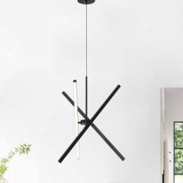 Moderne Pendellampe Dimbar Svart Stripelampe