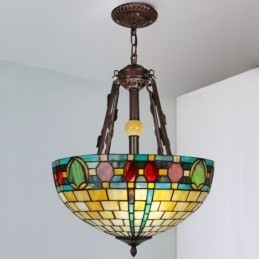 Dekorativ Hengelampe I Farget Glass