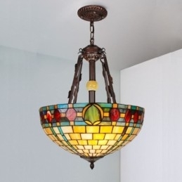Dekorativ Hengelampe I Farget Glass