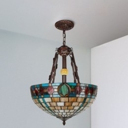 Dekorativ Hengelampe I Farget Glass