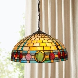Vintage Hengelampe I Farget Glass
