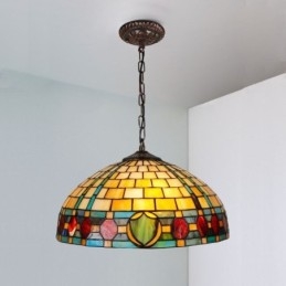Vintage Hengelampe I Farget Glass
