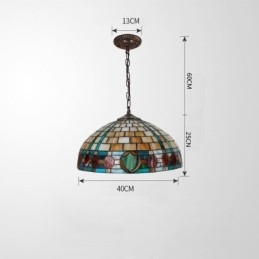 Vintage Hengelampe I Farget Glass