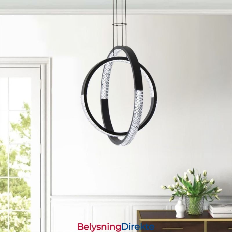 Moderne Lysekrone Med 2 Ringer, Pendelbelysning For Spisestue