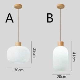 Japansk Pendellampe I Tre, Glasslykt, Hengende Lampe