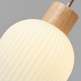 Japansk Pendellampe I Tre, Glasslykt, Hengende Lampe