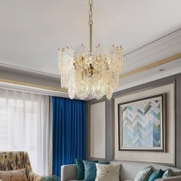 Moderne Glass Anhengslampe Dekorasjon Bronse Gull Lysekrone