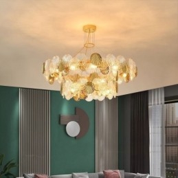 Moderne Lysekrone I Skjellglass Til Spisestue