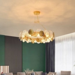 Moderne Lysekrone I Skjellglass Til Spisestue
