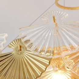 Europeisk Glass Anhengslampe Vifteformet Kunstlysekrone