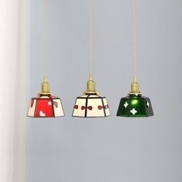 Fargerik Glassanhengslampe I Japansk Stil, Retro, Dekorativ Nattbordslampe
