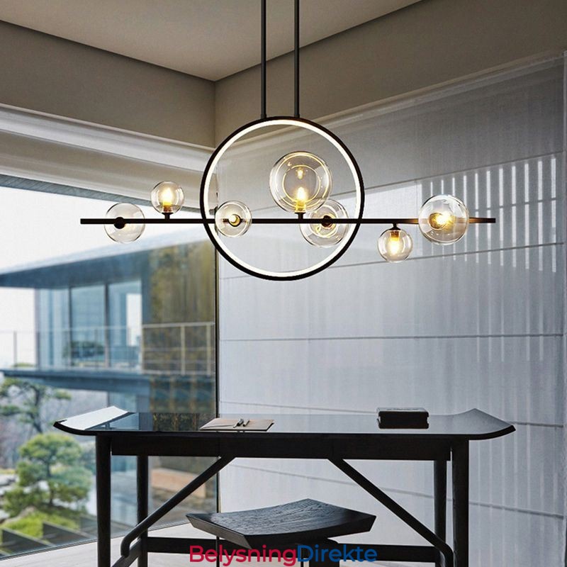 Moderne Metalllysekrone Med Bobler I Klart Glass