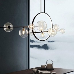 Moderne Metalllysekrone Med Bobler I Klart Glass