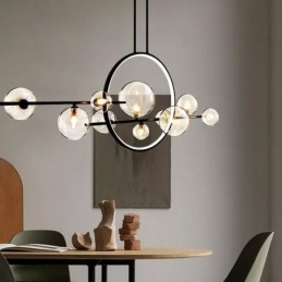 Moderne Metalllysekrone Med Bobler I Klart Glass