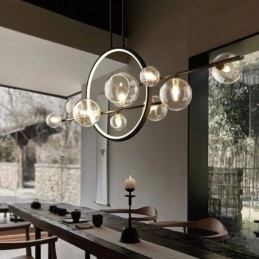 Moderne Metalllysekrone Med Bobler I Klart Glass