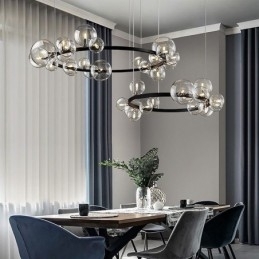 Moderne Kreativ Metalllysekrone Gjennomsiktig Glassboblelampe