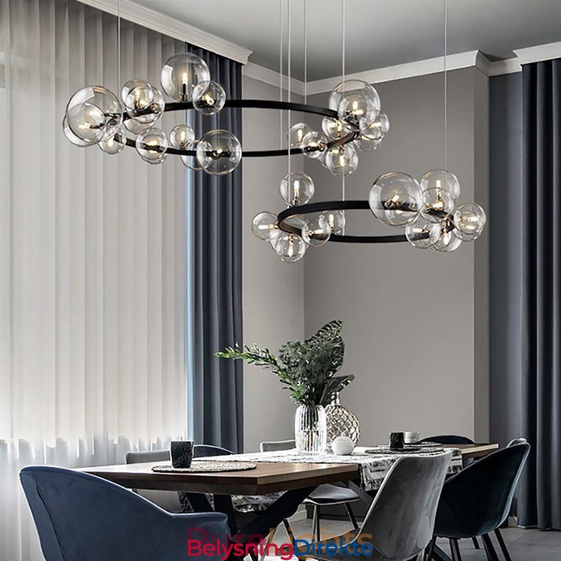 Moderne Kreativ Metalllysekrone Gjennomsiktig Glassboblelampe