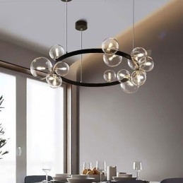 Moderne Kreativ Metalllysekrone Gjennomsiktig Glassboblelampe