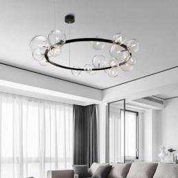 Moderne Kreativ Metalllysekrone Gjennomsiktig Glassboblelampe