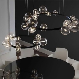 Moderne Kreativ Metalllysekrone Gjennomsiktig Glassboblelampe