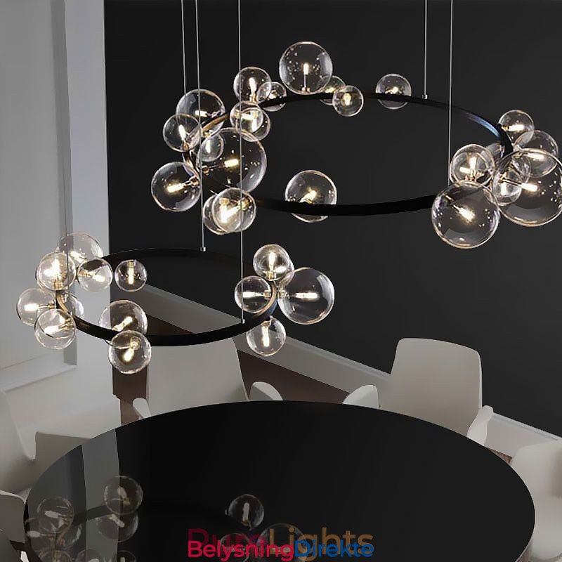 Moderne Kreativ Metalllysekrone Gjennomsiktig Glassboblelampe
