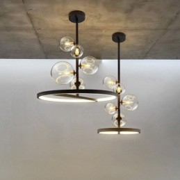 Moderne Hengende Lysarmatur Lysekrone Glass Boble Anhengslampe