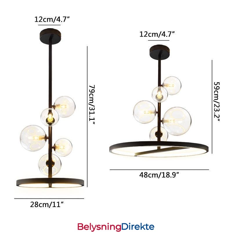 Moderne Hengende Lysarmatur Lysekrone Glass Boble Anhengslampe