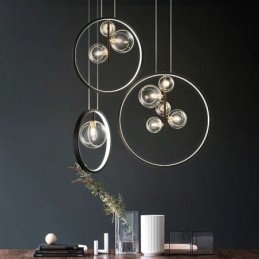 Nordisk Pendellampe I Glass, Sirkelformet Lysekrone, Moderne Stuelampe