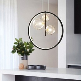 Nordisk Pendellampe I Glass, Sirkelformet Lysekrone, Moderne Stuelampe