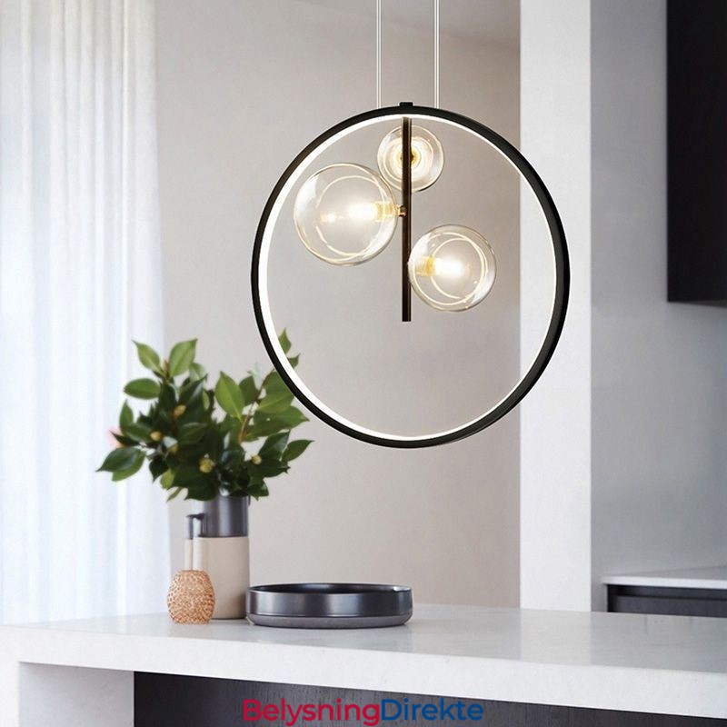 Nordisk Pendellampe I Glass, Sirkelformet Lysekrone, Moderne Stuelampe