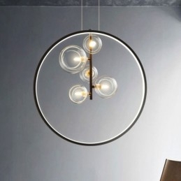 Nordisk Pendellampe I Glass, Sirkelformet Lysekrone, Moderne Stuelampe