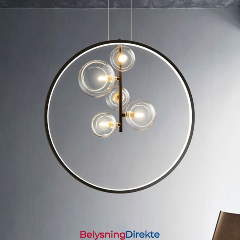 Nordisk Pendellampe I Glass, Sirkelformet Lysekrone, Moderne Stuelampe