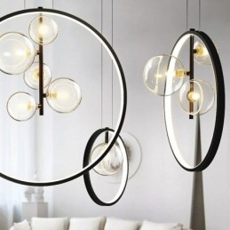 Nordisk Pendellampe I Glass, Sirkelformet Lysekrone, Moderne Stuelampe