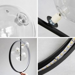 Nordisk Pendellampe I Glass, Sirkelformet Lysekrone, Moderne Stuelampe