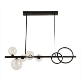 Moderne Glassboble-Anhengslampe I Svart Med Lange Festefester