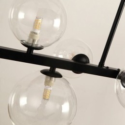 Moderne Glassboble-Anhengslampe I Svart Med Lange Festefester