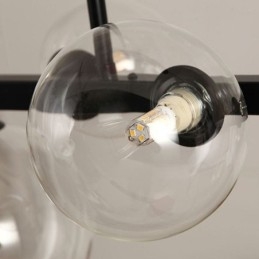 Moderne Glassboble-Anhengslampe I Svart Med Lange Festefester