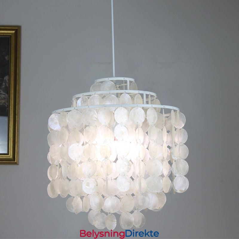 Moderne Klassisk Pendellampe Hvit Skallskjermlampe