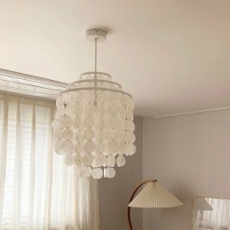 Moderne Klassisk Pendellampe Hvit Skallskjermlampe