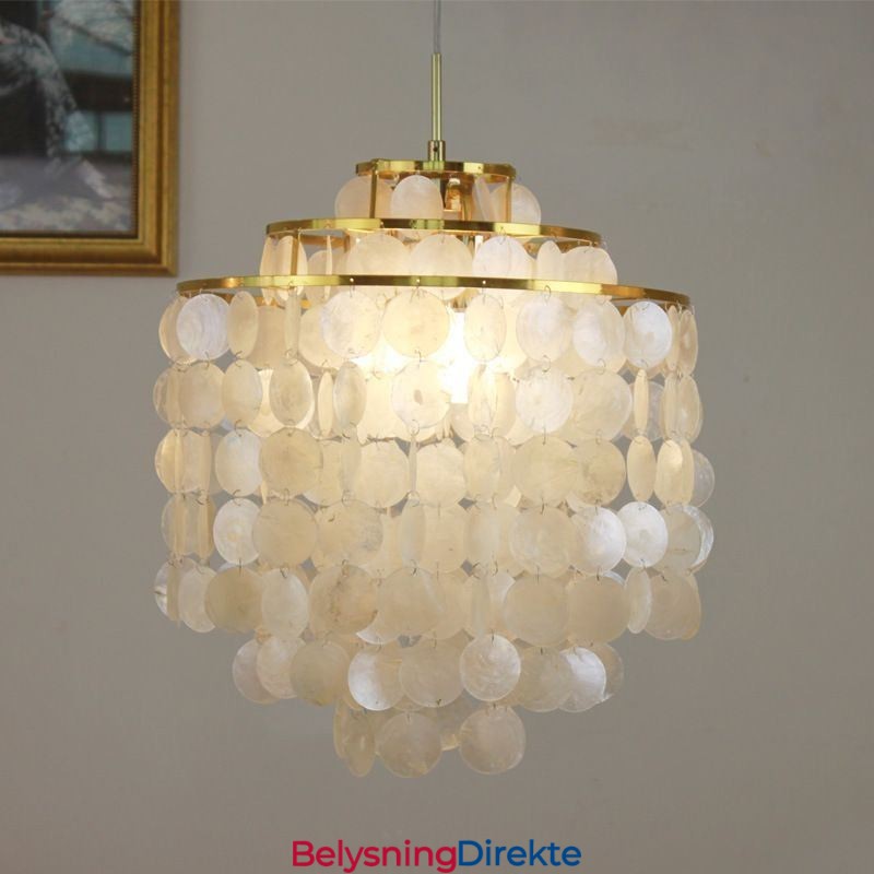 Moderne Klassisk Pendellampe Hvit Skallskjermlampe