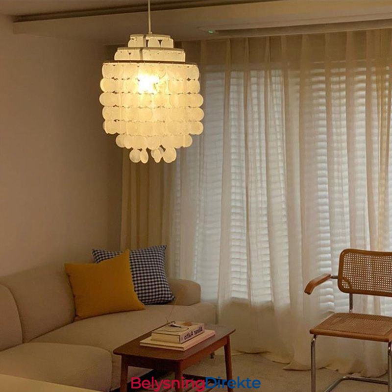 Moderne Klassisk Pendellampe Hvit Skallskjermlampe