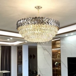 Krystall Pendellampe Gullfarget Taklampe