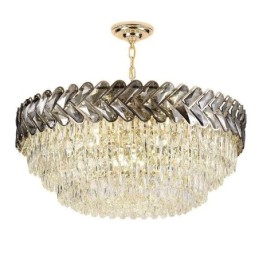 Krystall Pendellampe Gullfarget Taklampe