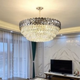 Krystall Pendellampe Gullfarget Taklampe