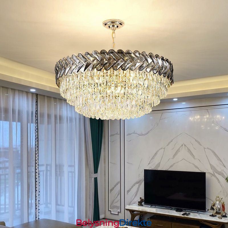 Krystall Pendellampe Gullfarget Taklampe