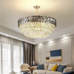 Krystall Pendellampe Gullfarget Taklampe