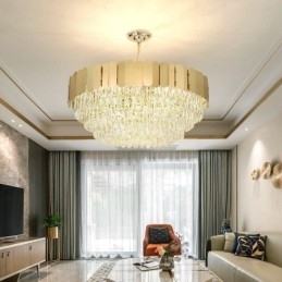Moderne Pendellampe Krystall Rund Hengende Taklampe