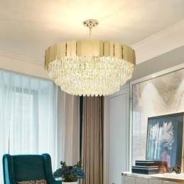 Moderne Pendellampe Krystall Rund Hengende Taklampe