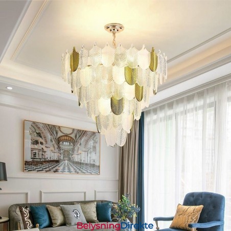 Krystall Elegant Bladformet Taklampe Med Pendellampe